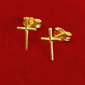 18k cross stud earrings